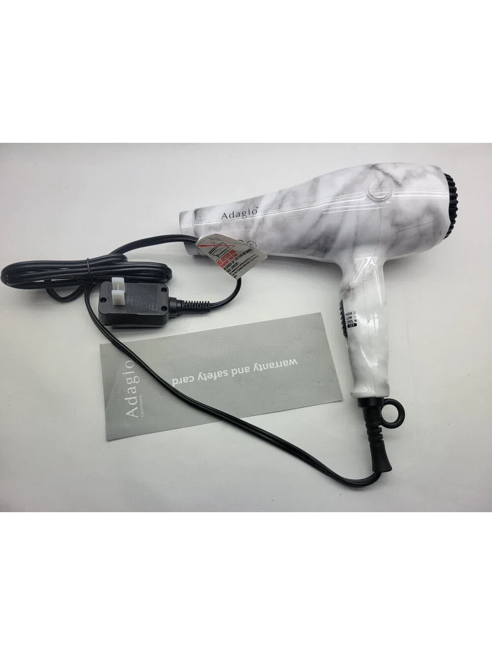 Adagio Professional 2500 Blow Dryer Hair Dryer - Marbled Grey / White  **NWOB**